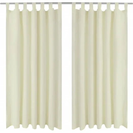 Gardiner i mikro-satin 2 stk. 140 x 225 cm creme