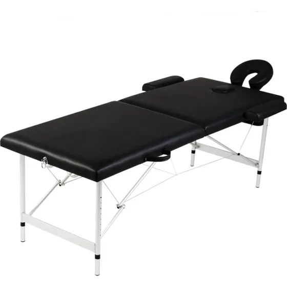 vidaXL sammenfoldeligt 2-zoners massagebord, aluminium, sort