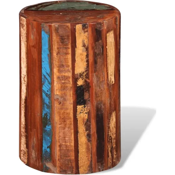 vidaXL Taburet i massivt genbrugstræ – cylinder, vintage