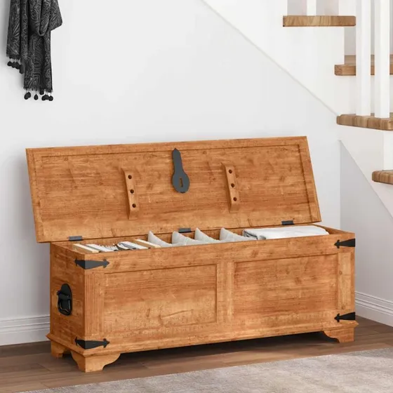 vidaXL opbevaringskiste i råt mangotræ 110x35x40 cm
