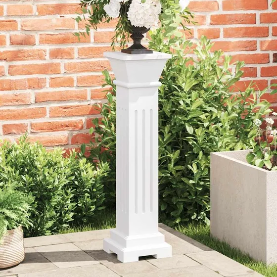 vidaXL klassisk firkantet søjle plantestander, hvid 17x17x66 cm