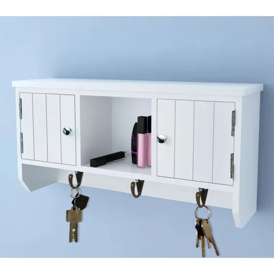 vidaXL nøgleskab til væg 40x8,5x20 cm antik hvid
