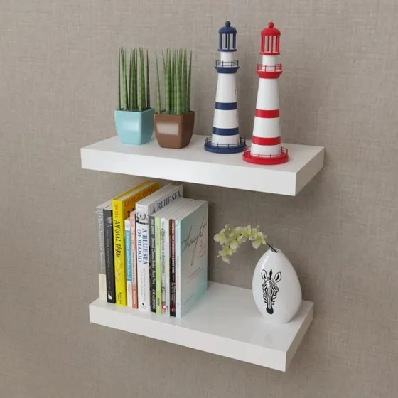 vidaXL væghylder 2 stk. MDF hvid 40x20 cm