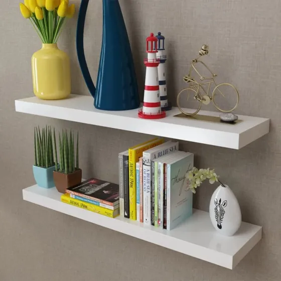 vidaXL væghylder 2 stk. MDF hvid 80 x 20 cm
