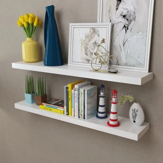 vidaXL væghylder 2 stk. MDF hvid 100x20 cm