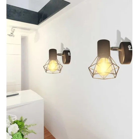 vidaXL vglamper 2 stk. industriel sort med LED