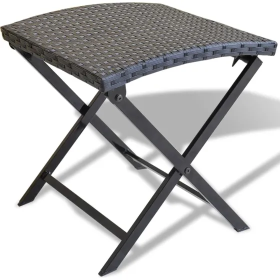 vidaXL Foldbar skammel i polyrattan, sort