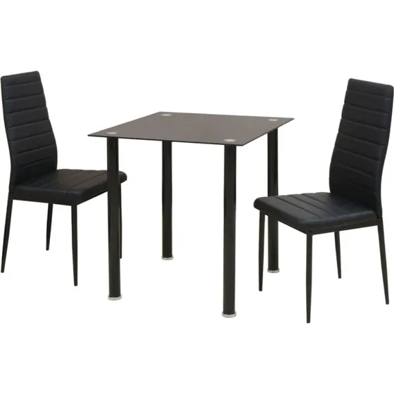 Spisebordssæt 3 dele – sort bord med 2 stole
