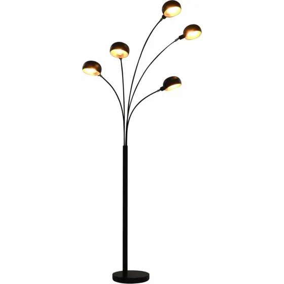 vidaXL standerlampe 200 cm, 5x E14, sort/guld