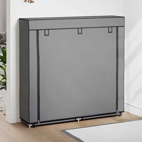 vidaXL skoskab med overtræk 115 x 28 x 110 cm, gråt stof