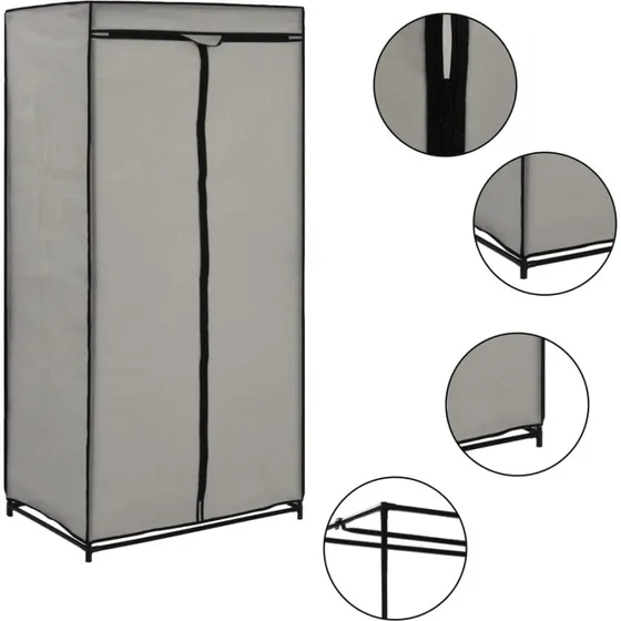 vidaXL stofgarderobe 75x50x160 cm, grå