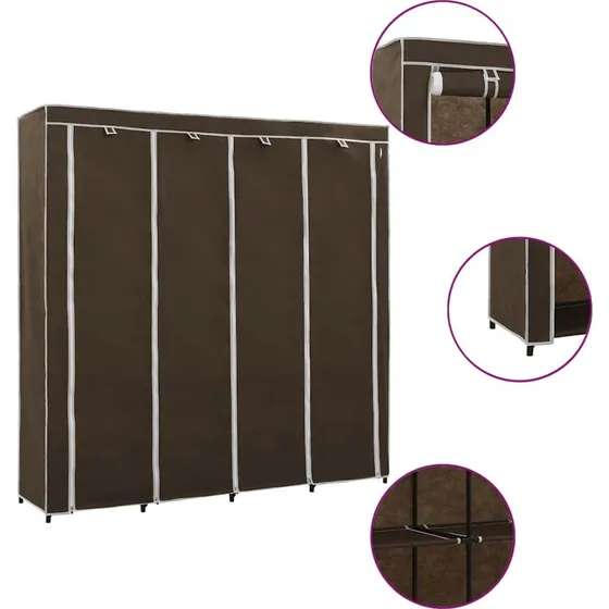 vidaXL klædeskab 4 rum 175 x 45 x 170 cm, brun