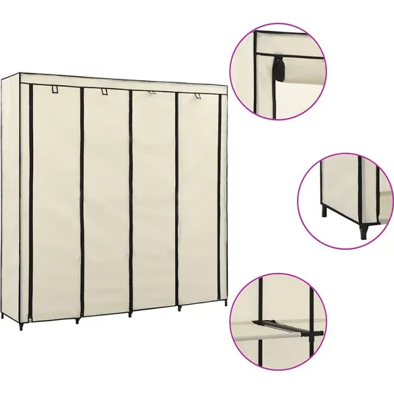 vidaXL klædeskab 4 rum 175x45x170 cm creme