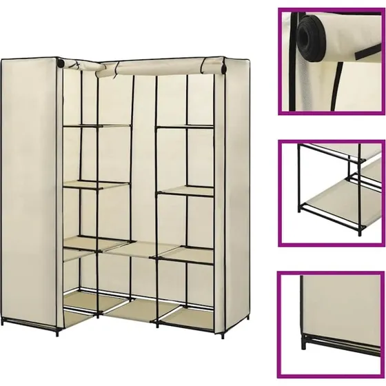 vidaXL hjørneklædeskab 130x87x169 cm creme