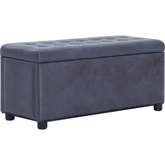 vidaXL Ottoman med opbevaring 87,5 cm, imiteret ruskind gr