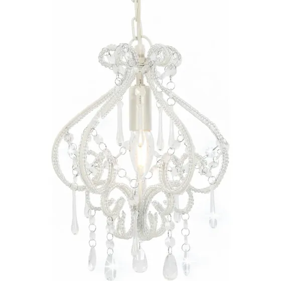 vidaXL loftlampe rund med perler, E14, hvid