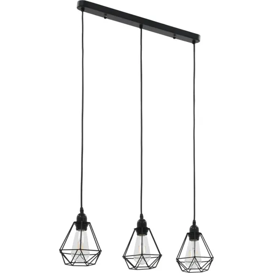 vidaXL loftlampe diamantdesign 3x E27, sort
