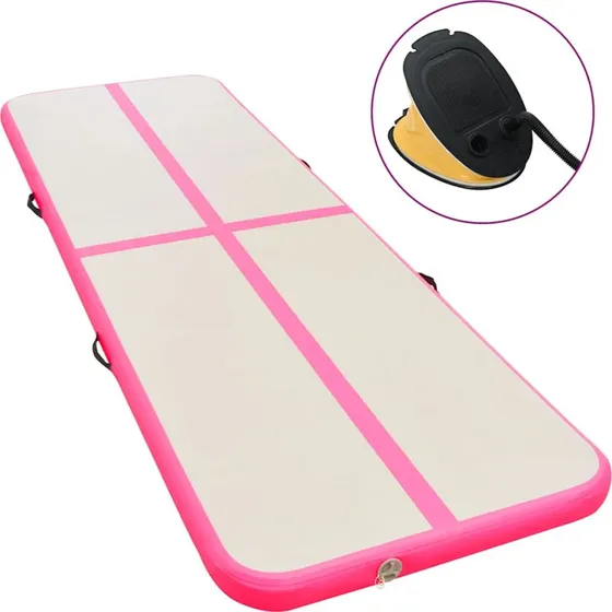 vidaXL Oppustelig gymnastikmtte med pumpe 300 x 100 x 10 cm Pink