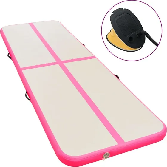 vidaXL oppustelig gymnastikmtte 600x100x10 cm PVC, pink