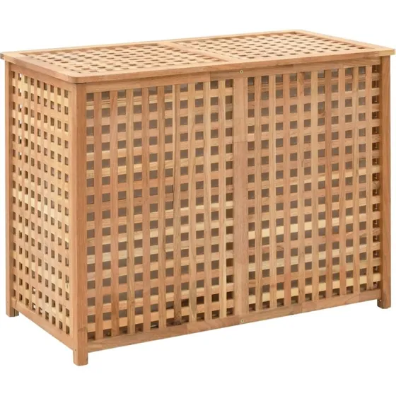 vidaXL vasketøjskurv i massivt valnøddetræ 87,5x46x67 cm