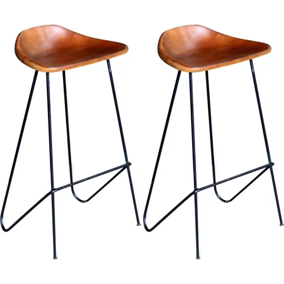 Barstole i ægte gedeskind, sort — 4 stk