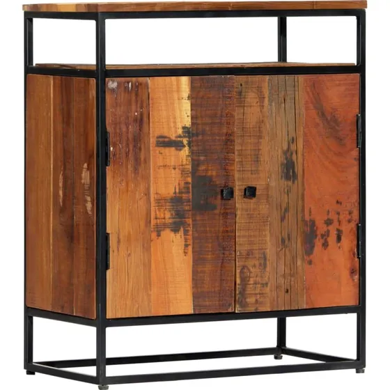 vidaXL Sideskab 60x35x76 cm i massivt genbrugstræ og stål