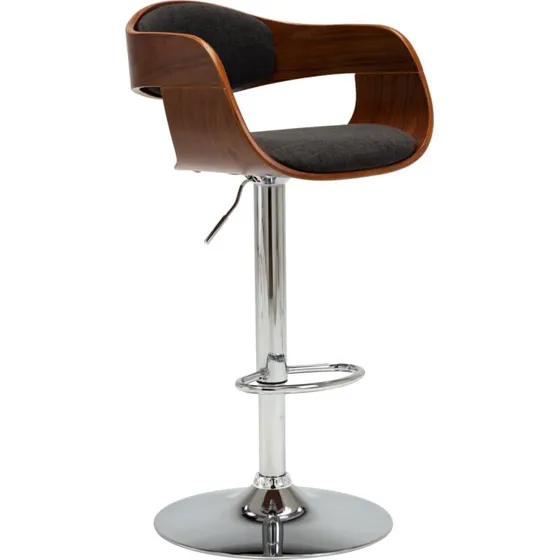 vidaXL barstol bøjet træ med gråt stof og gaslift