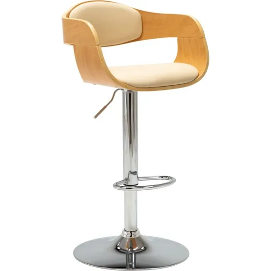 vidaXL barstol bøjet træ & creme kunstlæder