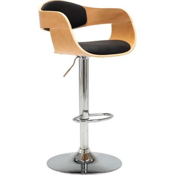 vidaXL barstol bøjet træ og kunstlæder, sort (justerbar)