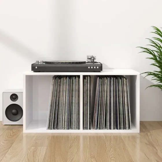 vidaXL reol til LP'er 71x34x36 cm hvid højglans