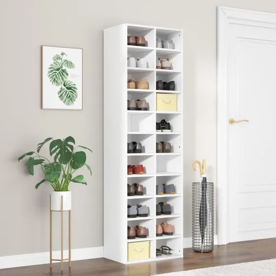 vidaXL skoreol 54x34x183 cm konstrueret træ – hvid