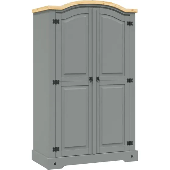 vidaXL Corona-klædeskab 2 låger, mexicansk fyrretræ - grå