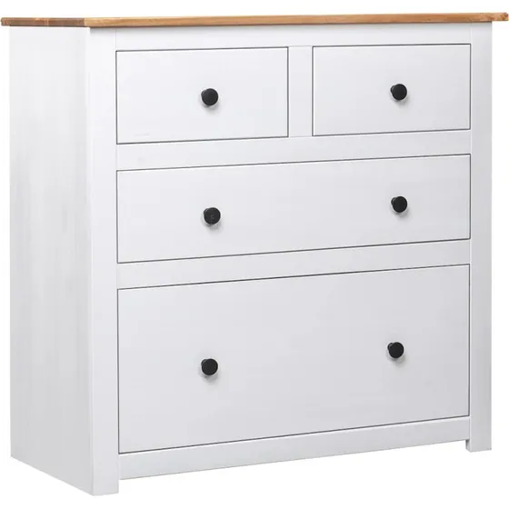 vidaXL Sknk Panama 80x40x83 cm massivt fyrretr, hvid