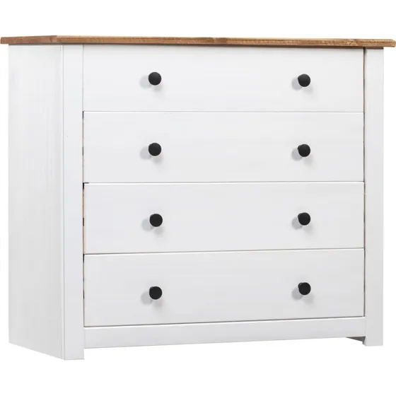 vidaXL Panama sideskab 80x40x73 cm massivt fyrretr hvid