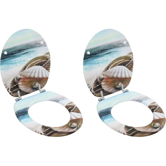 vidaXL 2-pak MDF toiletsder med muslingeskalsdesign, justerbare hngsler