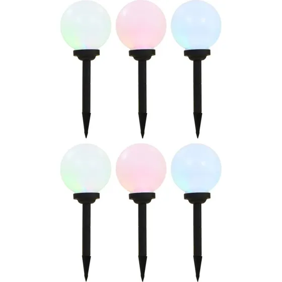 vidaXL 6x soldrevne LED-havelamper 20 cm rund RGB
