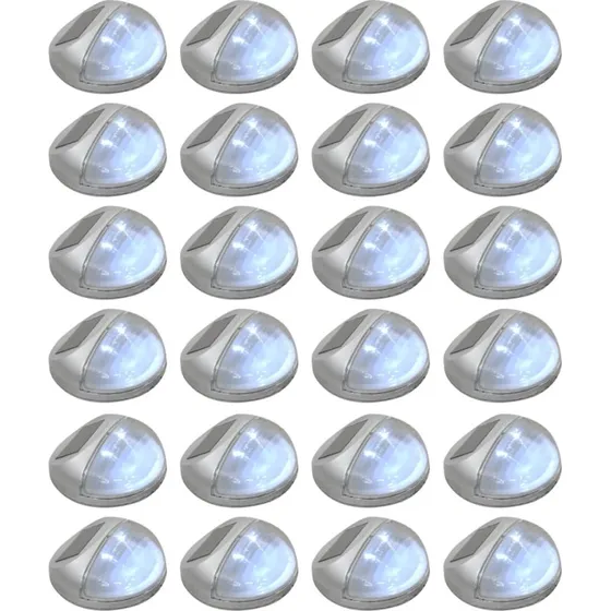 vidaXL soldrevne LED-vglamper rund 24 stk. slvfarvet