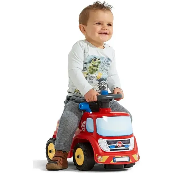 FALK Brandbil gbil med opbevaring, rat og horn  multifarvet