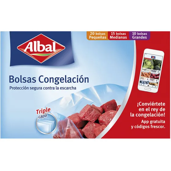 ALBAL Ultra-Zip fryseposer 3 størrelser, 45 stk, 3-lags