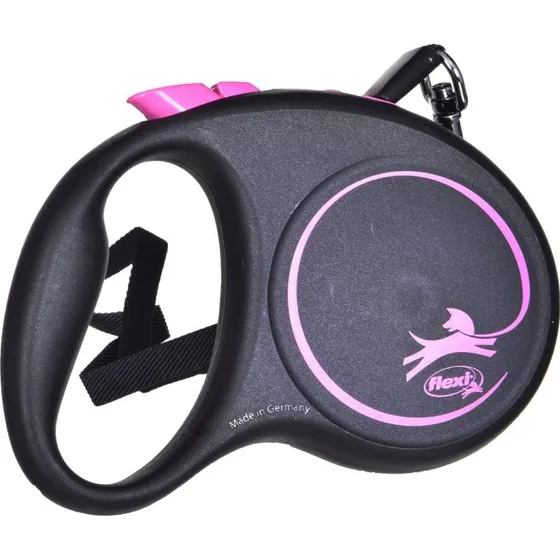 flexi Black Design rulleline S 5 m Sort/Pink (op til 15 kg)