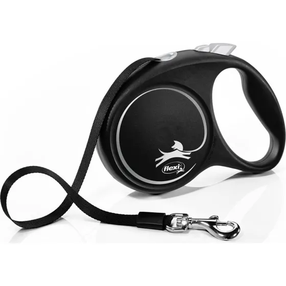 Flexi Black Design rulleline til hund M, 5 m - sort