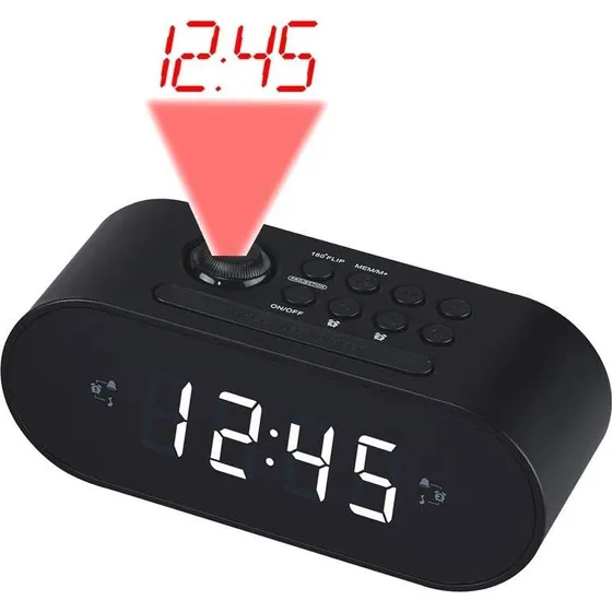 DENVER CRP-717 clockradio med projektion, sort, 0,9" LED