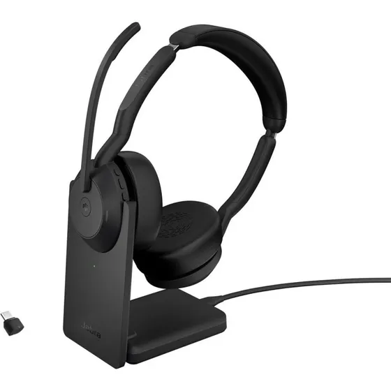 Jabra Evolve2 55 Stereo trdlst headset, sort med ladebase