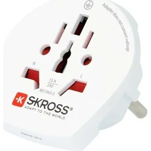 SKROSS Rejseadapter Verden-til-Europa, jordet (hvid)