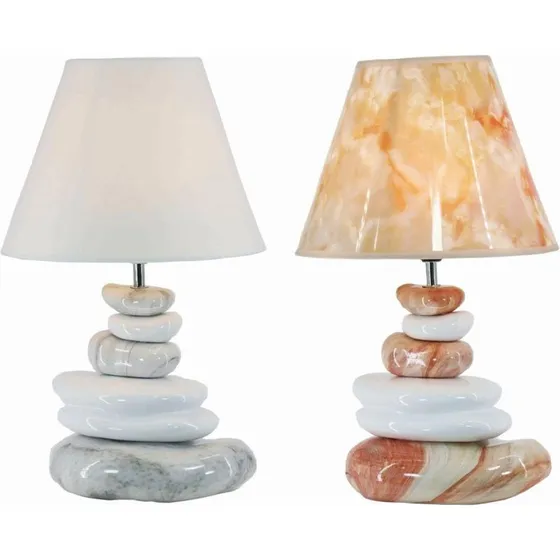 DKD Home Decor Bordlamper i stentøj, 2 stk, grå/brun 28×28×48 cm