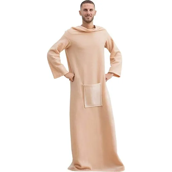 InnovaGoods Faboulazy krammetæppe med ærmer og lomme, beige