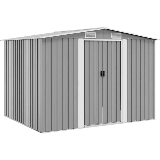 vidaXL opbevaringsskur 257x205x178 cm, galvaniseret stål/grå