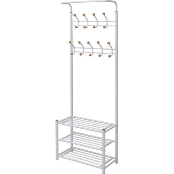 vidaXL knagerække med skoopbevaring 68x32x182,5 cm - hvid