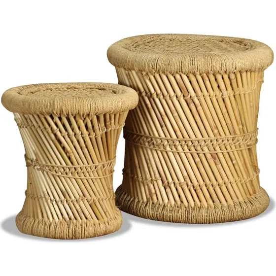 vidaXL taburetst 2 dele i bambus og jute