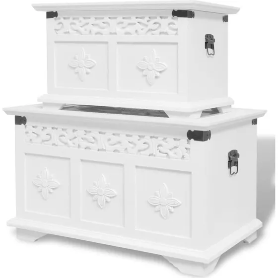 vidaXL opbevaringskiste st 2 dele, hvid